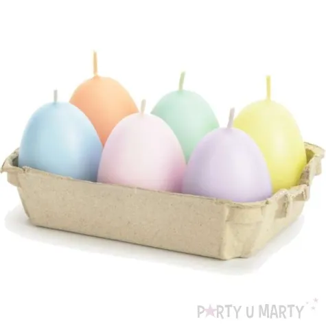 swieczki wielkanoc pastelowe jajka mix partydeco 70 mm 6 szt