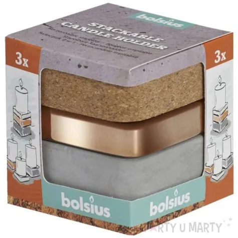 swiecznik 3w1 zloto beton korek bolsius 96 91 mm