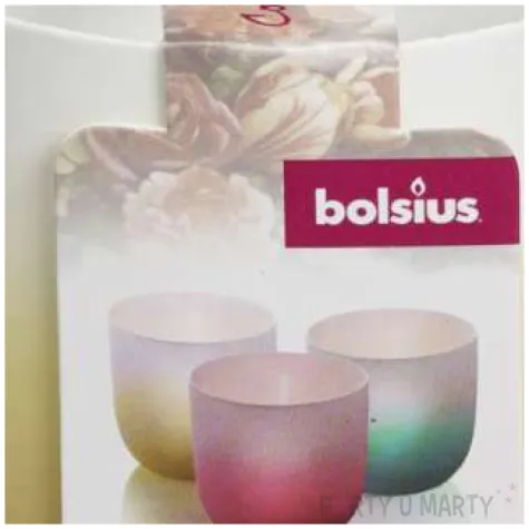 swiecznik ceramic tealight bialo bezowy bolsius 75 70 mm
