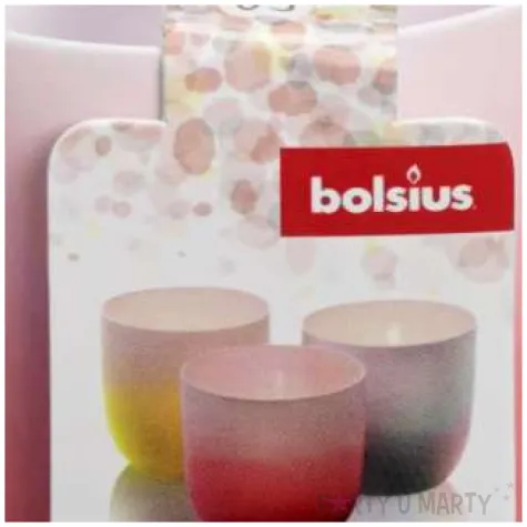 swiecznik ceramic tealight bialo rozowy bolsius 75 70 mm