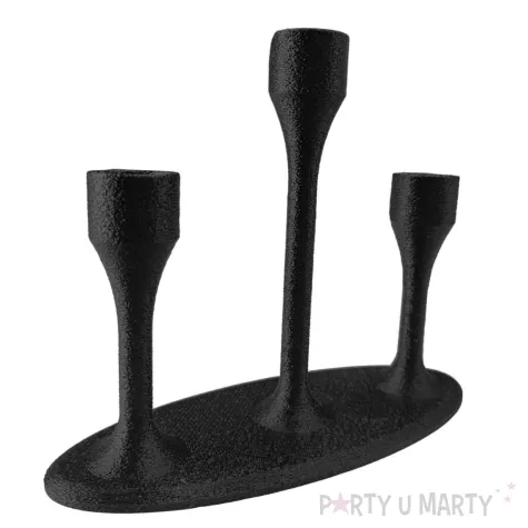 swiecznik elegancki potrojny halloween czarny