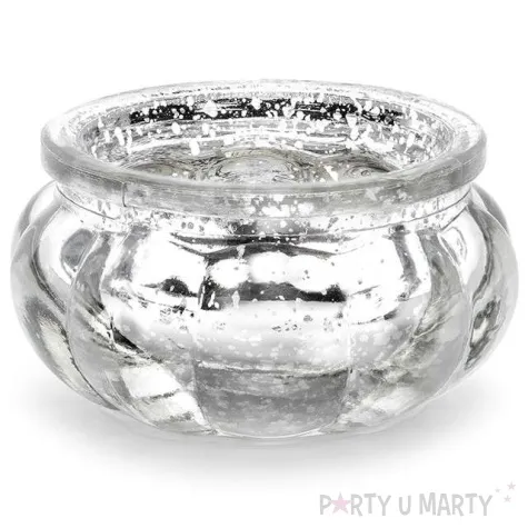 swiecznik glassy srebrny partydeco szklany 6x3 cm 4 szt