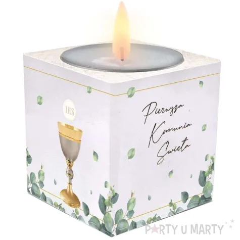 swiecznik komunia swieta eukaliptus z hostia 4 7x4 8 cm
