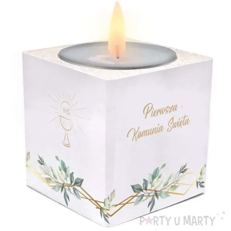 swiecznik komunia swieta mietowa geometria 4 7x4 8 cm