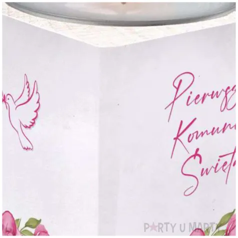 swiecznik komunia swieta rozowe serce 4 7x4 8 cm