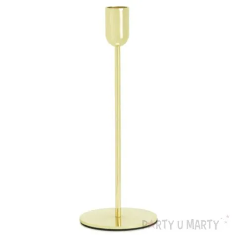 swiecznik metalowy zloty partydeco 8x22 cm
