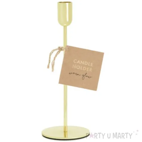 swiecznik metalowy zloty partydeco 8x22 cm