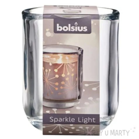 swiecznik sparkle light walec przezroczysty bolsius 8 cm