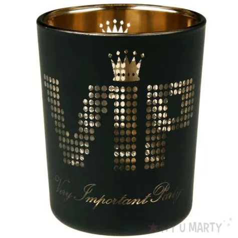 swiecznik vip black santex szklany czarny 6 7 x 5 5 cm