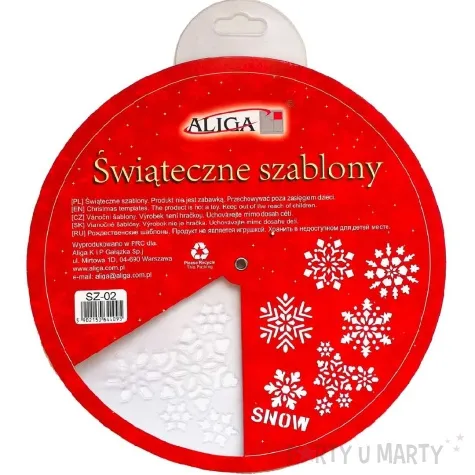 szablon dekoracyjny sniezynki snow boze narodzenie aliga 25x25 cm