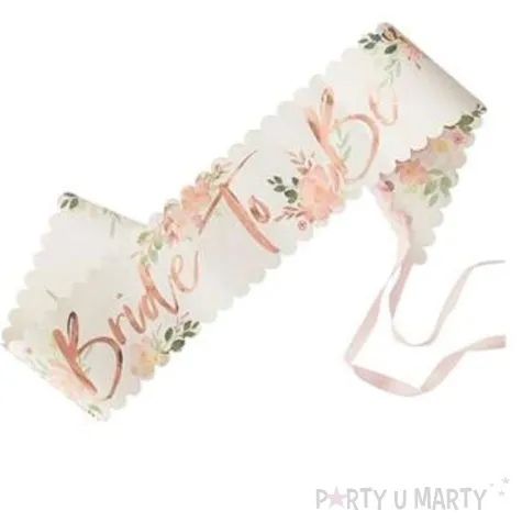 szarfa bride to be wieczor panienski z kwiatami godan