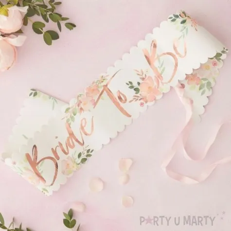 szarfa bride to be wieczor panienski z kwiatami godan