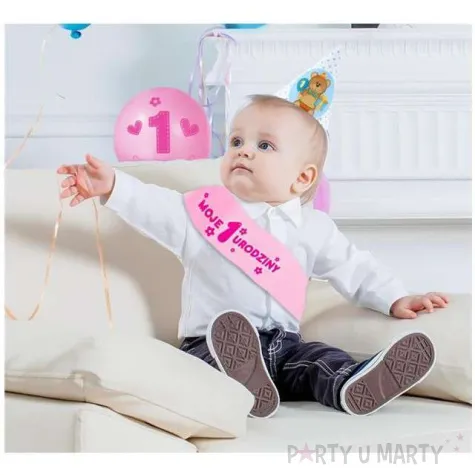 szarfa moje 1 urodziny godan rozowa