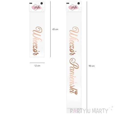 szarfa satynowa wieczor panienski bialo rozowo zlota partypal