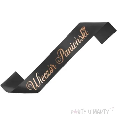 szarfa satynowa wieczor panienski czarno zlota partypal