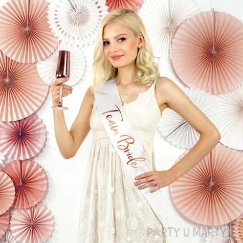 szarfa team bride biala partydeco 75 cm