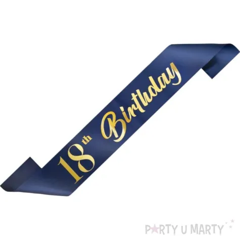 szarfa urodzinowa 18th birthday granatowa partypal 160 cm