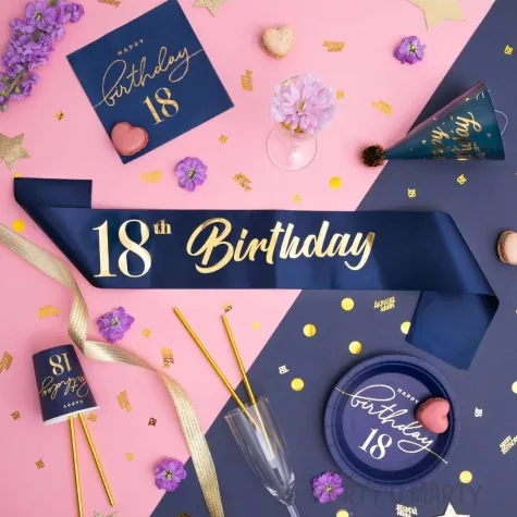 szarfa urodzinowa 18th birthday granatowa partypal 160 cm