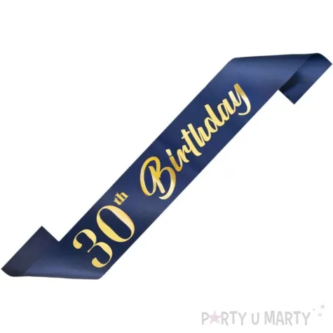 szarfa urodzinowa 30th birthday granatowa partypal 160 cm