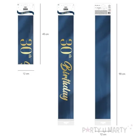 szarfa urodzinowa 30th birthday granatowa partypal 160 cm