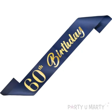 szarfa urodzinowa 60th birthday granatowy partypal 160 cm