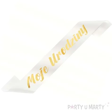 szarfa urodzinowa moje urodziny biala partypal 160 cm