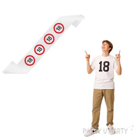 szarfa urodzinowa traffic birthday 18 urodziny bialy 160 cm