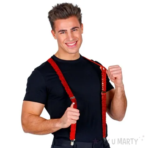 szelki cekinowe czerwony widmann