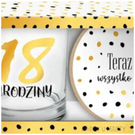 szklanka 18 urodziny z podkladka bgtech 270 ml
