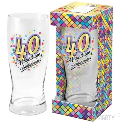 szklanka do piwa 40 urodziny z nadrukiem bgtech 500 ml