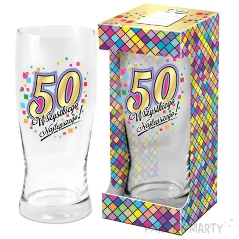 szklanka do piwa 50 urodziny z nadrukiem bgtech 500 ml