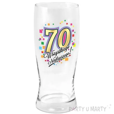 szklanka do piwa 70 urodziny z nadrukiem bgtech 500 ml