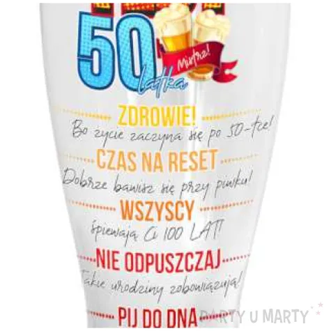szklanka do piwa test 50 latka z nadrukiem bgtech 1500 ml