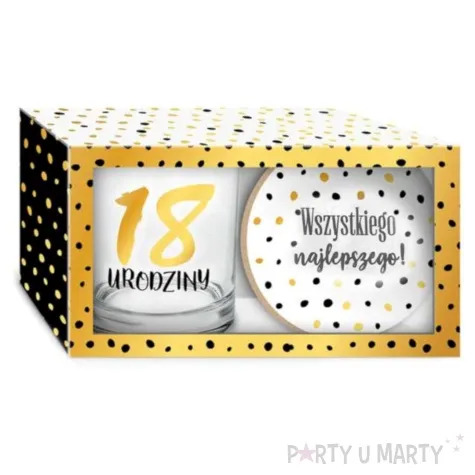 szklanka zlote kropki 18 urodziny z podkladka bgtech 270 ml