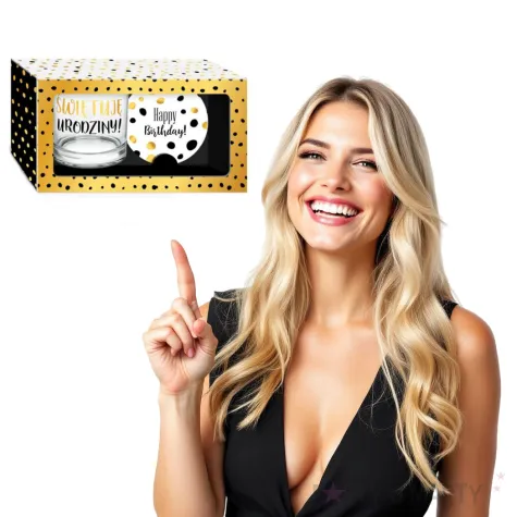 szklanka zlote kropki 18 urodziny z podkladka bgtech 270 ml