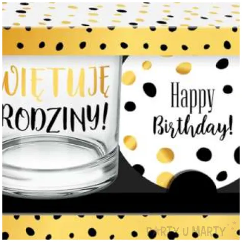 szklanka zlote kropki 18 urodziny z podkladka bgtech 270 ml