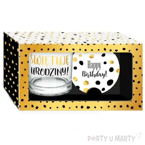 szklanka zlote kropki 18 urodziny z podkladka bgtech 270 ml