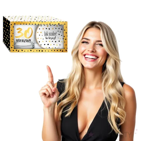 szklanka zlote kropki 30 urodziny z podkladka bgtech 270 ml