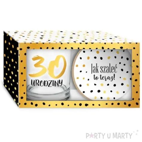 szklanka zlote kropki 30 urodziny z podkladka bgtech 270 ml