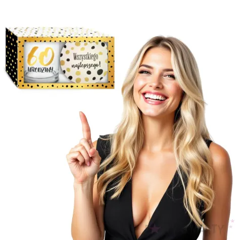 szklanka zlote kropki 60 urodziny z podkladka bgtech 270 ml