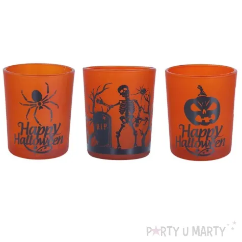 szklanki happy halloween pajak szkielet i dynia pomaranczowy guirca 3 szt
