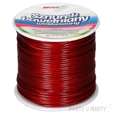 sznurek bawelniany woskowany czerwony brewis 25 m