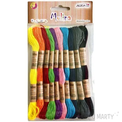 sznurek mulina kolory klasyczne mix aliga 8 m 10 szt