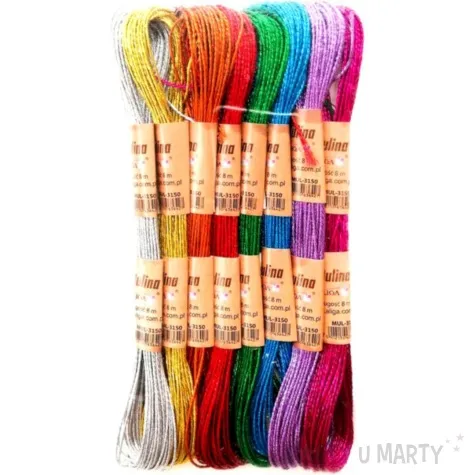 sznurek mulina kolory metalizowane mix aliga 8 m 8 szt