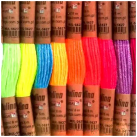 sznurek mulina kolory neonowe mix aliga 8 m 10 szt