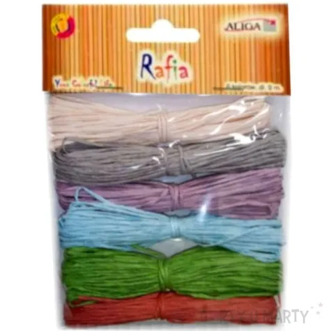 sznurek rafia kolory pastelowe mix aliga 9 m 6 szt