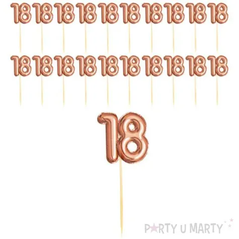 szpilki drewniane 18 urodziny glitz glamour rozowo zlote neviti 20 szt