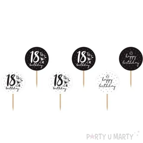 szpilki drewniane 18th birthday mix partydeco 9 2 cm 6 szt