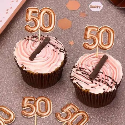 szpilki drewniane 50 urodziny glitz glamour rozowo zlote neviti 20 szt