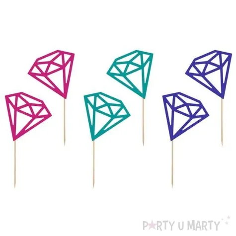 szpilki drewniane diamenty mix partydeco 9 5cm 6 szt